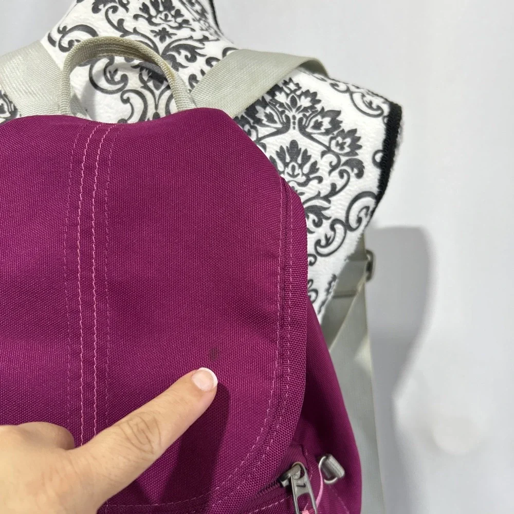 Vintage 90's Nike Small Backpack Fabric Drawstring Swoosh Logo Pink Purple
